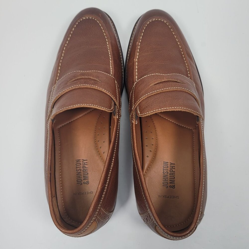 Johnston & Murphy Men's Tan Warner Penny Loafer Shoes 20-3940 US Size 11.5M - Picture 5 of 8